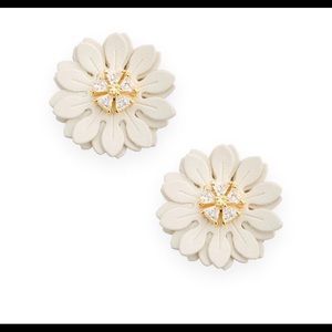 Boutique Vegan Leather Daisy Crystal Earrings New